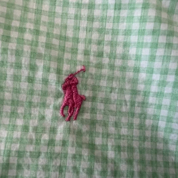 RALPH LAUREN Polo Mint Green Gingham Plaid Button Down Shirt Men M (Pink Pony) - Picture 6 of 12